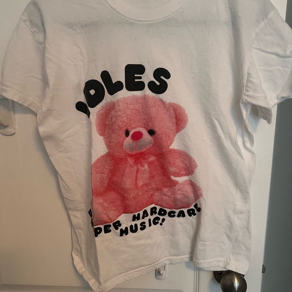 Hot Topic White Tee with Pink Bear Graphic - Picture 2 of 3